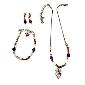 Brighton Set - Necklace, Bracelet & Earrings - Purple/Red